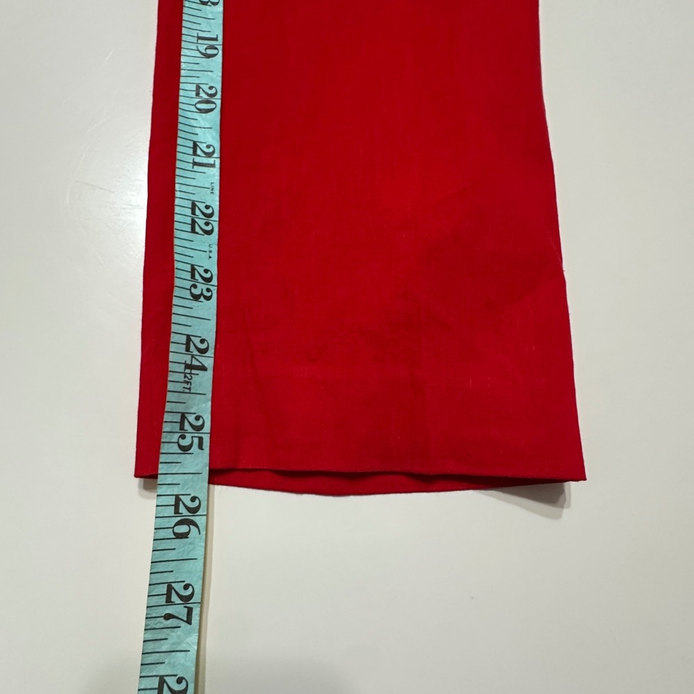Theory Red Linen Blend Cigarette Pants Womens 2 Red Holiday Office Stretch Chic - Picture 12 of 12